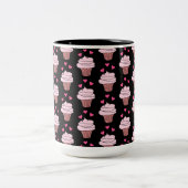 Cute Cupcakes Black en Roze Tweekleurige Koffiemok (Center)