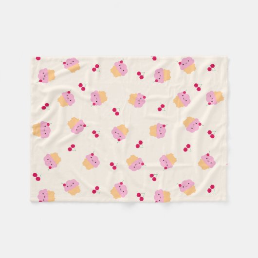 Cute Cupcakes & Cherries Fleece Deken (Voorkant (Horizontaal))