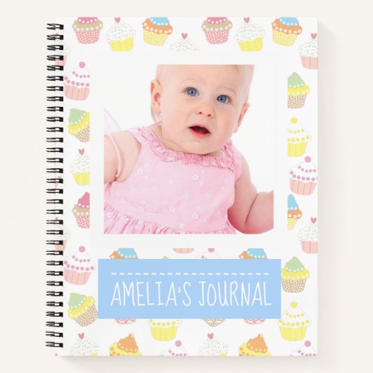Cute Cupcakes Custom Baby Photo Journal Notitieboek (Voorkant)