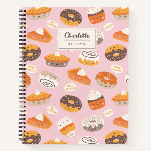 Cute cupcakes, donuts en pies recept notitieboek (Voorkant)