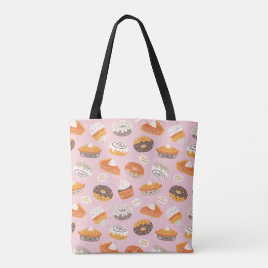 Cute cupcakes, donuts en taarten, lichtroze tote bag (Achterkant)