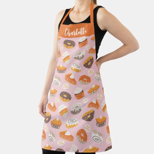 Cute cupcakes, donuts en taarten met naam schort (Insitu)