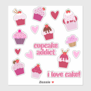 Cute Cupcakes en aardbeienmoerassen Sticker