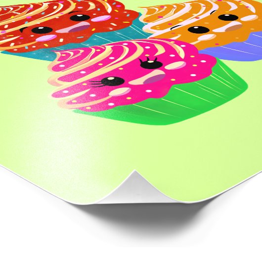 Cute cupcakes foto afdruk (Hoek)