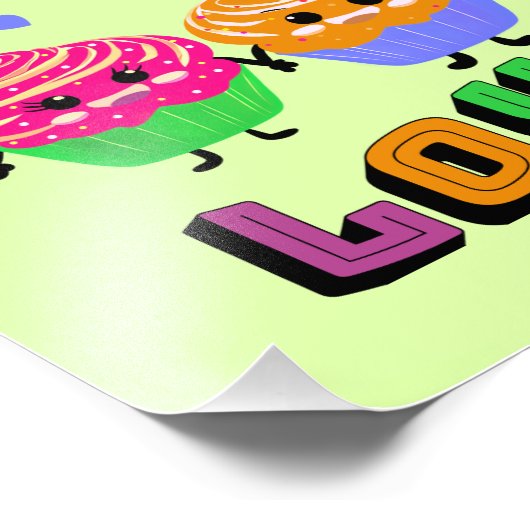 Cute cupcakes foto afdruk (Hoek)