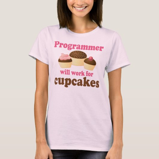 Cute Cupcakes Occupation Computer Programmer T-shirt (Voorkant)