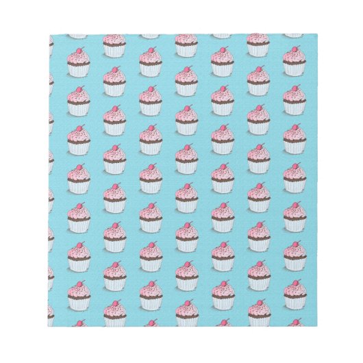 Cute Cupcakes op blauwe achtergrond Notitieblok (Voorkant)