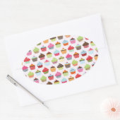 Cute Cupcakes Ovale Sticker (Envelop)