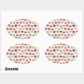 Cute Cupcakes Ovale Sticker (Vel)