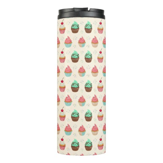 Cute Cupcakes Pattern – Adorable Dessert  Thermosbeker (Achterkant)
