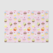 Cute Cupcakes Pattern Pastel Pink Tissuepapier (Voorkant)