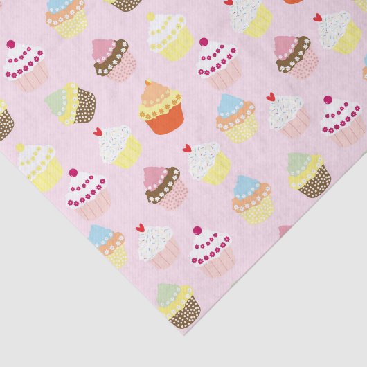 Cute Cupcakes Pattern Pastel Pink Tissuepapier (Detail)