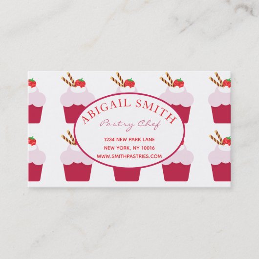 Cute Cupcakes Pattern Personalized Visitekaartje (Voorkant)