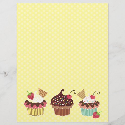 Cute Cupcakes Polkadots Letterhead Briefhoofd (Voorkant)
