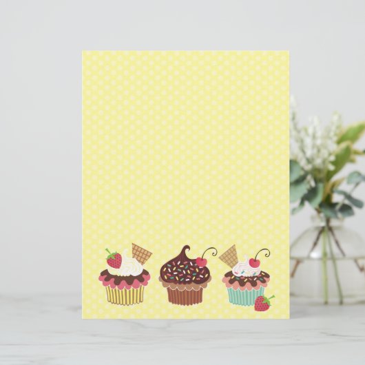 Cute Cupcakes Polkadots Letterhead Briefhoofd (Staand voorkant)