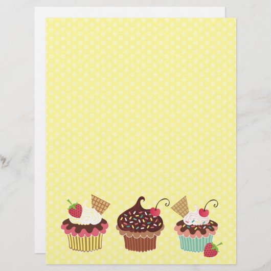 Cute Cupcakes Polkadots Letterhead Briefhoofd (Voorkant / Achterkant)
