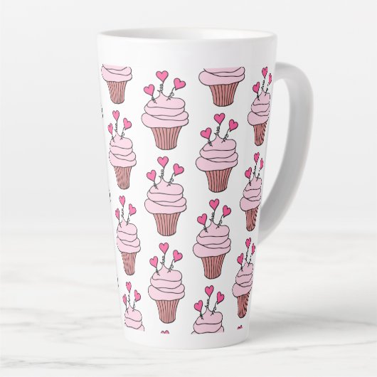 Cute Cupcakes roze en wit Latte Mok (Rechterhoek)