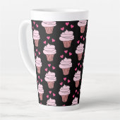 Cute Cupcakes roze en zwart Latte Mok (Linkerhoek)