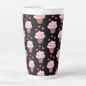 Cute Cupcakes roze en zwart Latte Mok (Voorkant)