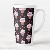 Cute Cupcakes roze en zwart Latte Mok (Rechts)