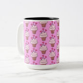Cute Cupcakes Roze Tweekleurige Koffiemok (Voorkant links)