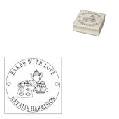 Cute Cupcakes&Teapot/Bked with Love Rubberstempel (Gestempeld)