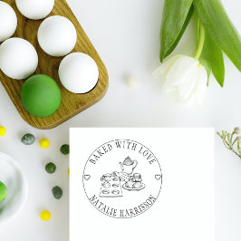 Cute  Cupcakes&Teapot/Bked with Love Rubberstempel