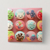 Cute cupcakes vierkante button 5,1 cm (Voorkant)