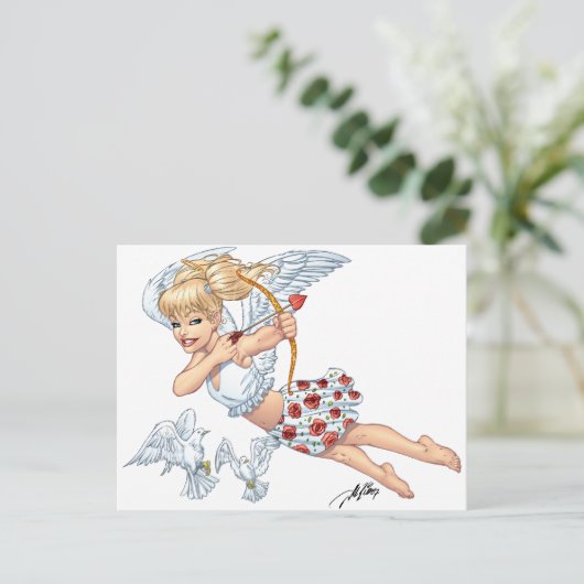 Cute Cupid Angel met Love Arrow van Al Rio Briefkaart (Staand voorkant)
