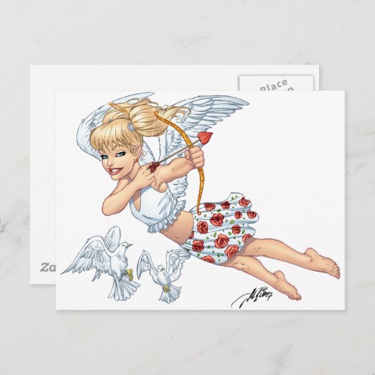 Cute Cupid Angel met Love Arrow van Al Rio Briefkaart (Voorkant / Achterkant)