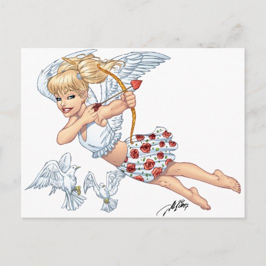 Cute Cupid Angel met Love Arrow van Al Rio Briefkaart (Voorkant)