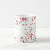 Cute  Cupid Angels Floral Red Toile Name Koffiemok (Center)