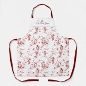 Cute  Cupid Angels Floral Red Toile Name Schort (Voorkant)