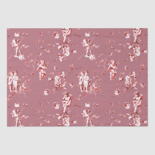 Cute  Cupid Angels Floral Roos Gold Tissuepapier (Voorkant)