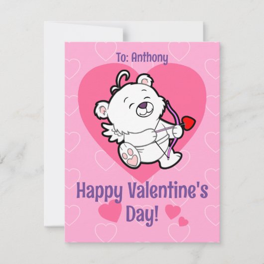 Cute Cupid Beer Valentijnsdag Kaart (Voorkant)