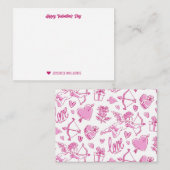 Cute Cupid Boog Pijl Hart Roze Valentijnsdag Notitiekaartje (Voorkant / Achterkant)