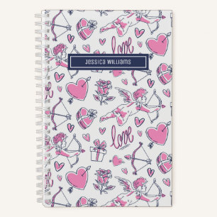 Cute Cupid Bow Arrow Heart Doodle Love Notitieboek