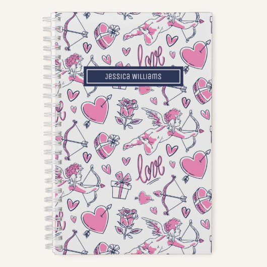 Cute Cupid Bow Arrow Heart Doodle  Love Notitieboek (Voorkant)