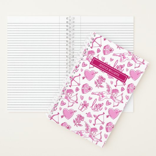 Cute Cupid Bow Arrow Heart Pattern Love Notitieboek (Binnen)
