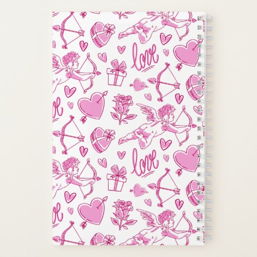 Cute Cupid Bow Arrow Heart Pattern  Love Notitieboek (Achterkant)