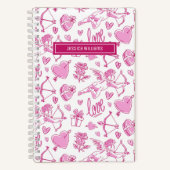 Cute Cupid Bow Arrow Heart Pattern  Love Notitieboek (Voorkant)