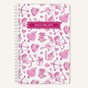 Cute Cupid Bow Arrow Heart Pattern  Love Notitieboek