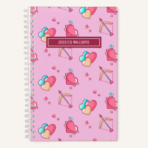 Cute Cupid Bow en Arrow Heart Pattern Retro Love Notitieboek