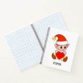 Cute cupid elf met liefdeshart op wit notitieboek (Binnen)