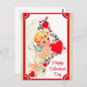 Cute  Cupid Happy Valentines Day Briefkaart (Voorkant / Achterkant)