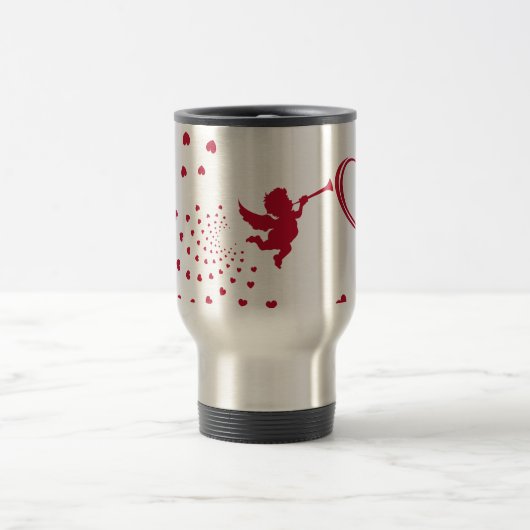 Cute Cupid & Hearts Travel Mug Reisbeker (Center)