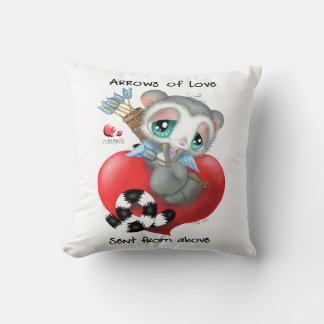 Cute Cupid Lemur on Heart - Arrows of Love Kussen