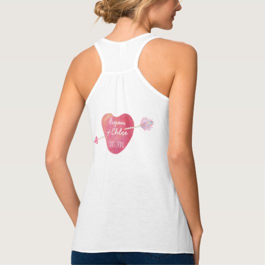 💘 Cute Cupid Love Custom Name, Year Tanktop (Achterkant)