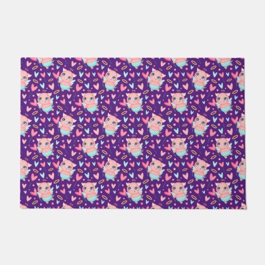 Cute Cupid Pig Whit Heart Patroon Deurmat (Voorkant)