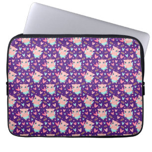 Cute Cupid Pig Whit Heart Patroon Laptop Sleeve